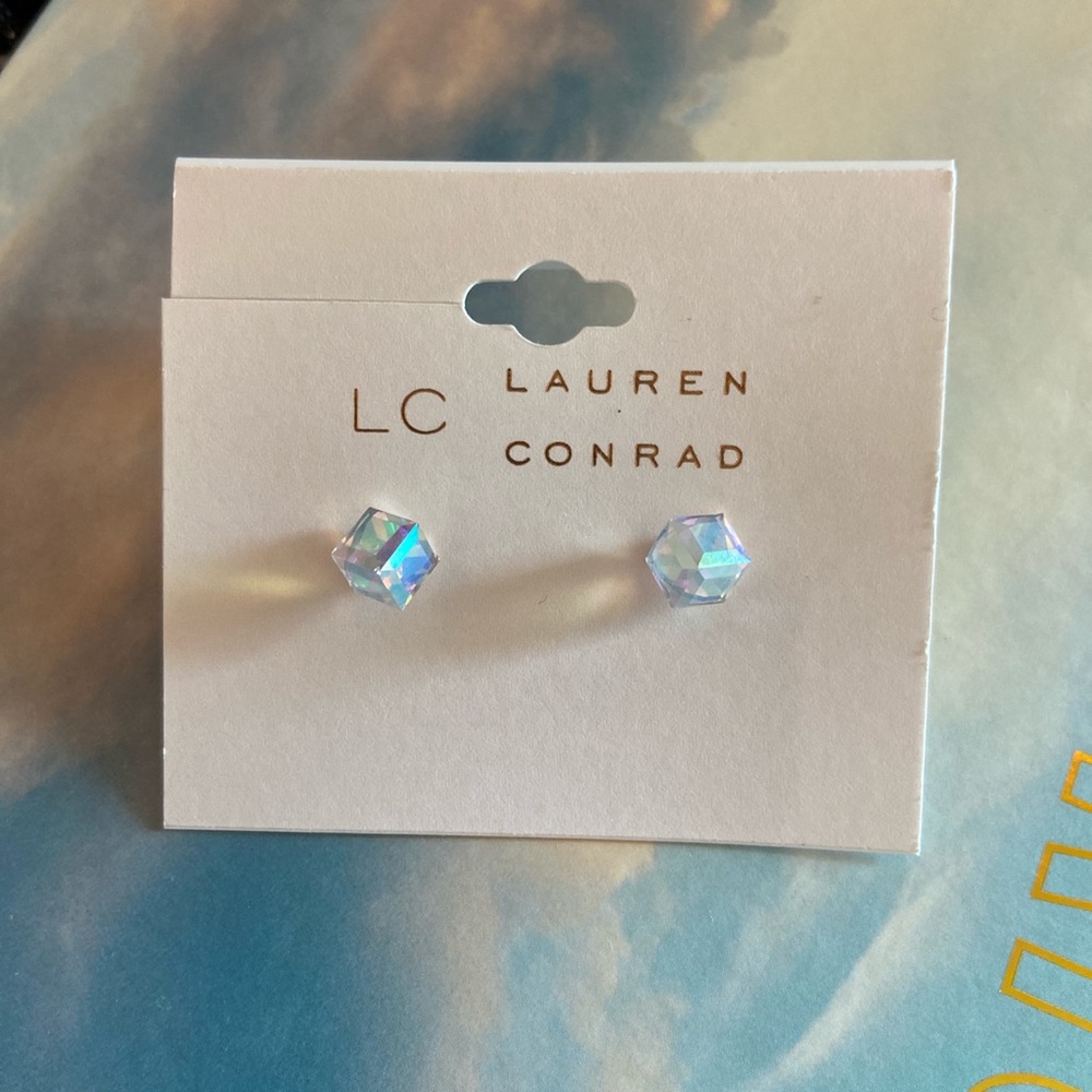 iridescent cube CZ Lauren Conrad earrings